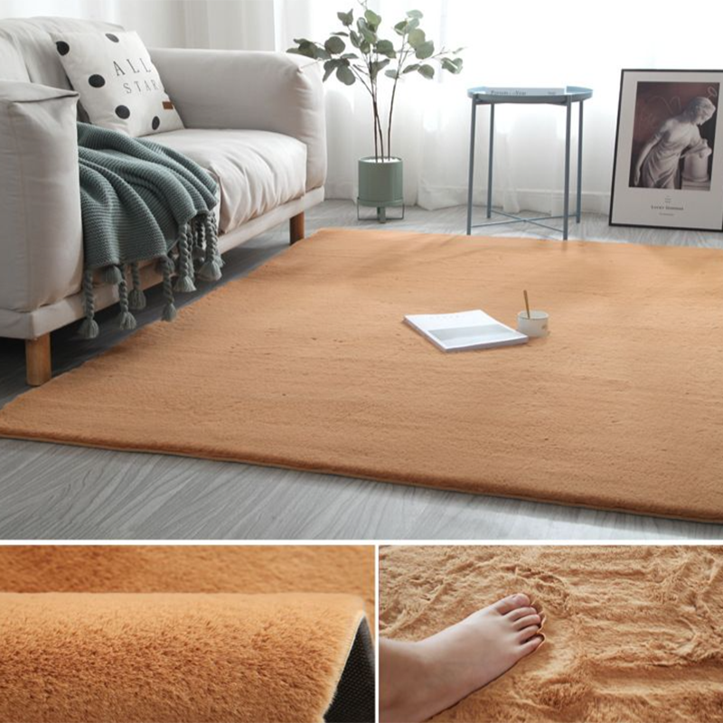 Casual Indoor Room Area Rug Gray Solid Color Rug Polyester Washable Carpet