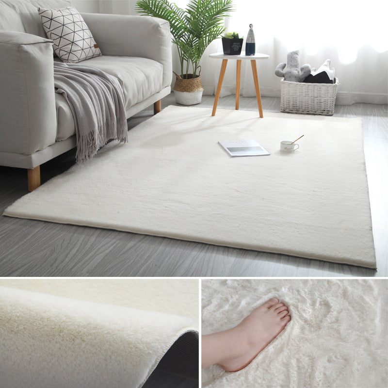 Casual Indoor Room Area Rug Gray Solid Color Rug Polyester Washable Carpet