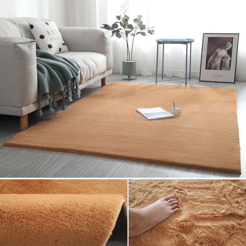 Casual Indoor Room Area Rug Gray Solid Color Rug Polyester Washable Carpet