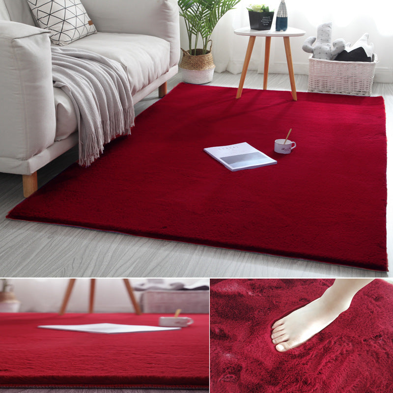 Casual Indoor Room Area Rug Gray Solid Color Rug Polyester Washable Carpet