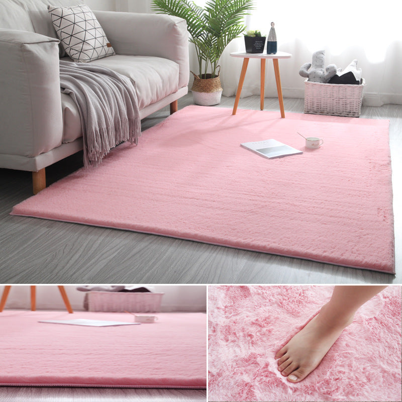 Casual Indoor Room Area Rug Gray Solid Color Rug Polyester Washable Carpet