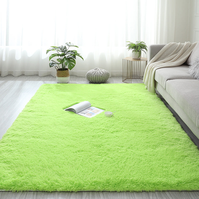 Simplicity Plain Living Room Carpet Modern Carpet Polyester Shag Rug with Non-Slip Backing