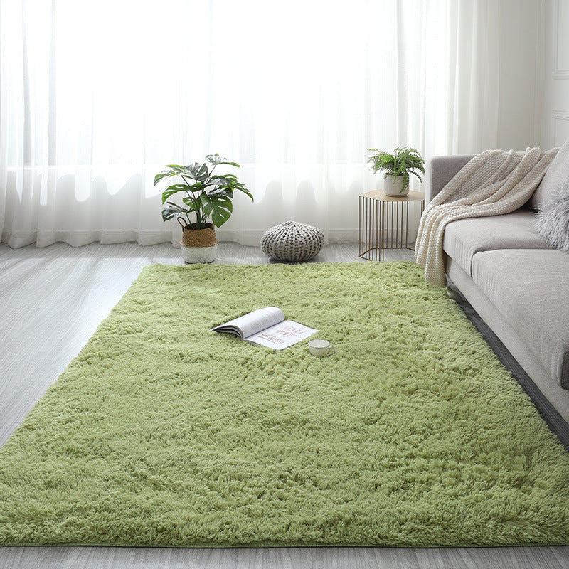 Simplicity Plain Living Room Carpet Modern Carpet Polyester Shag Rug with Non-Slip Backing