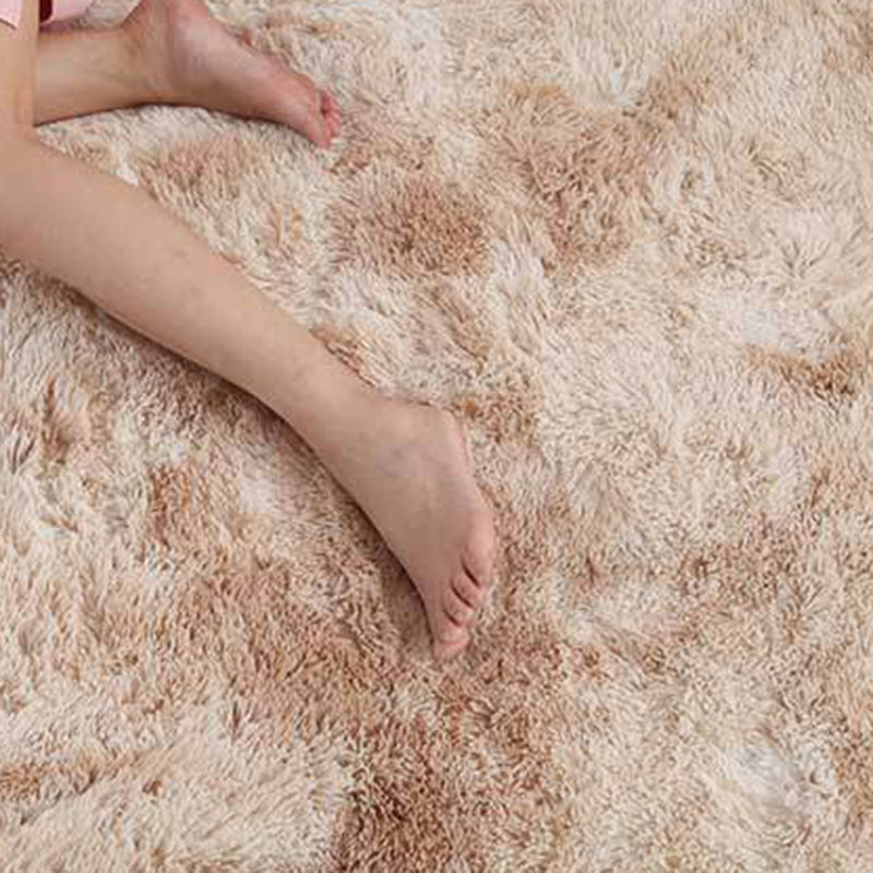 Simplicity Plain Living Room Carpet Modern Carpet Polyester Shag Rug with Non-Slip Backing