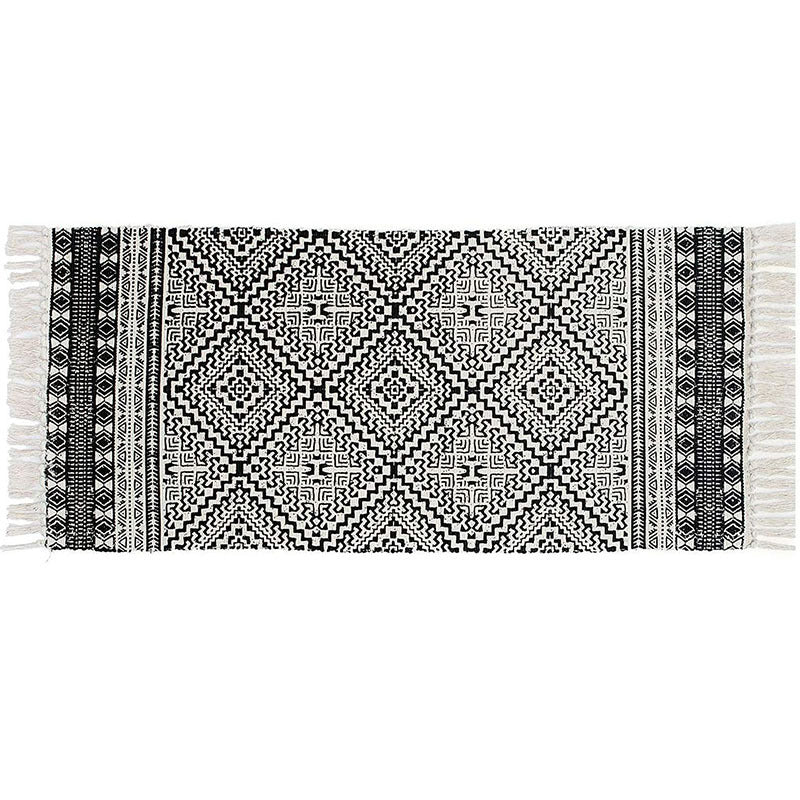 Élégant tapis de motif américain beige Cotton Bohemian Area Rapis Fringe pour chambre à coucher