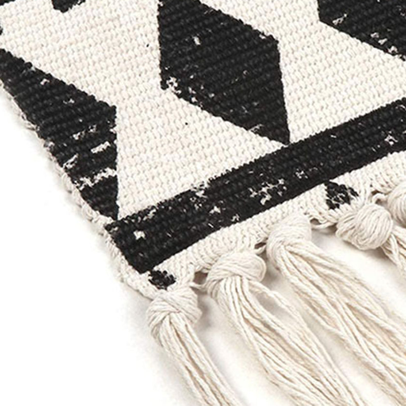 Élégant tapis de motif américain beige Cotton Bohemian Area Rapis Fringe pour chambre à coucher