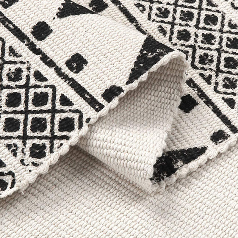 Élégant tapis de motif américain beige Cotton Bohemian Area Rapis Fringe pour chambre à coucher
