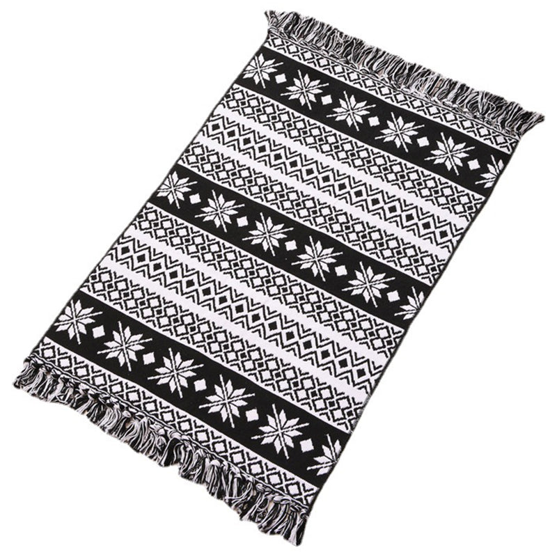 Zwart Boheems tapijt katoen Americana Patroon Area Rug Fringe Indoor Tapijt voor thuisdecoratie