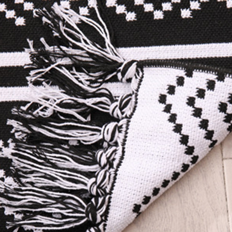 Zwart Boheems tapijt katoen Americana Patroon Area Rug Fringe Indoor Tapijt voor thuisdecoratie