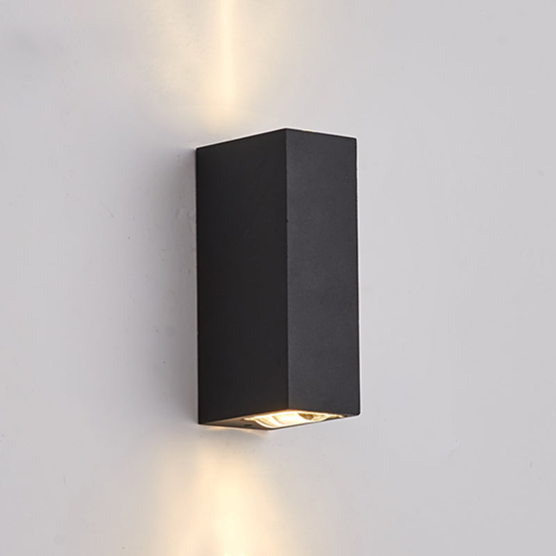 Black Rectangular Outdoor LED Track Light in Modern Simplicity Aluminium Waterproof Wall Lamp