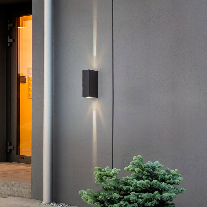 Black Rectangular Outdoor LED Track Light in Modern Simplicity Aluminium Waterproof Wall Lamp