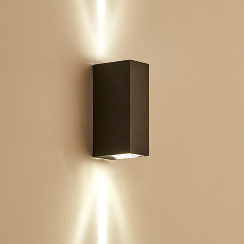 Black Rectangular Outdoor LED Track Light in Modern Simplicity Aluminium Waterproof Wall Lamp