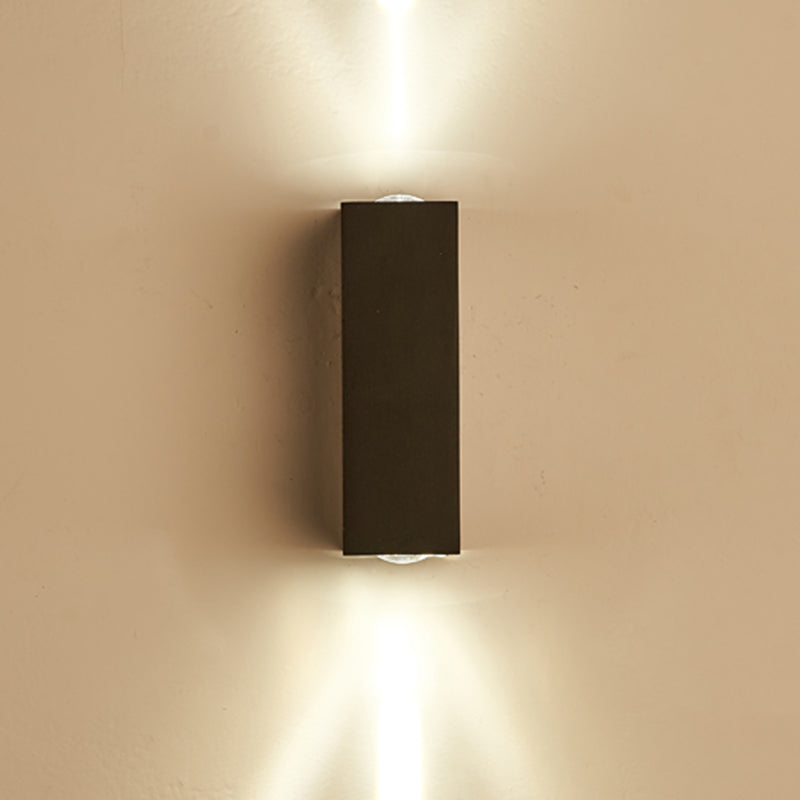 Black Rectangular Outdoor LED Track Light in Modern Simplicity Aluminium Waterproof Wall Lamp