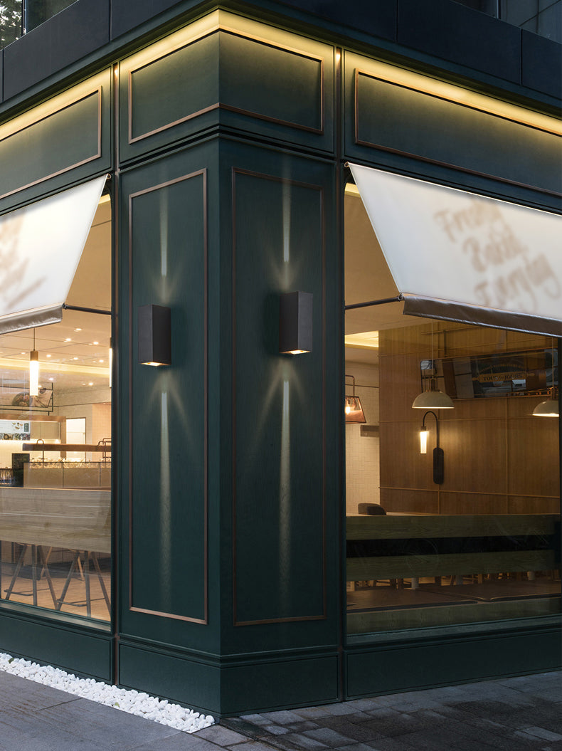 Black Rectangular Outdoor LED Track Light in Modern Simplicity Aluminium Waterproof Wall Lamp