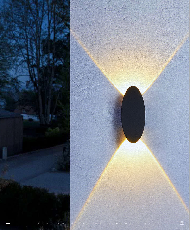 Oval 2-Light LED Wall Lamp in Modern Simplicity Aluminium Waterproof Spotlight for Exterior Spaces