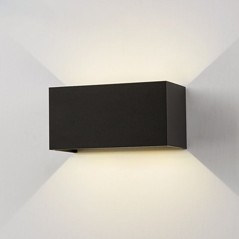 Moderne creatieve LED -wandlamp aluminium rechthoekige waterdichte wandlicht met glazen schaduw