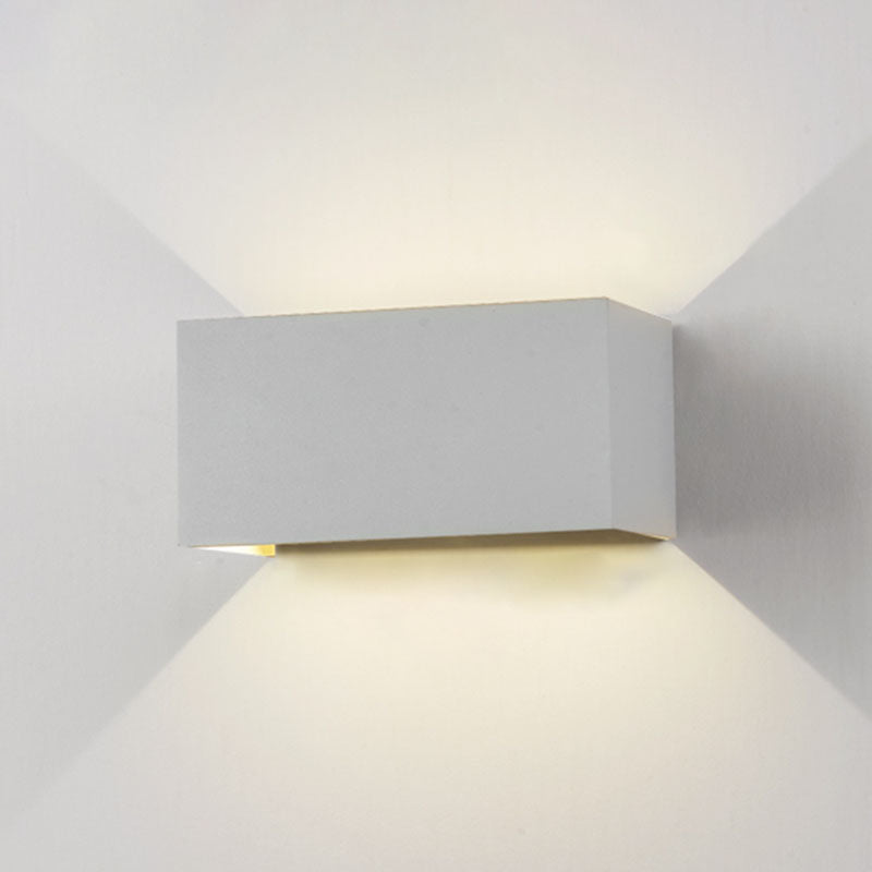 Moderne creatieve LED -wandlamp aluminium rechthoekige waterdichte wandlicht met glazen schaduw