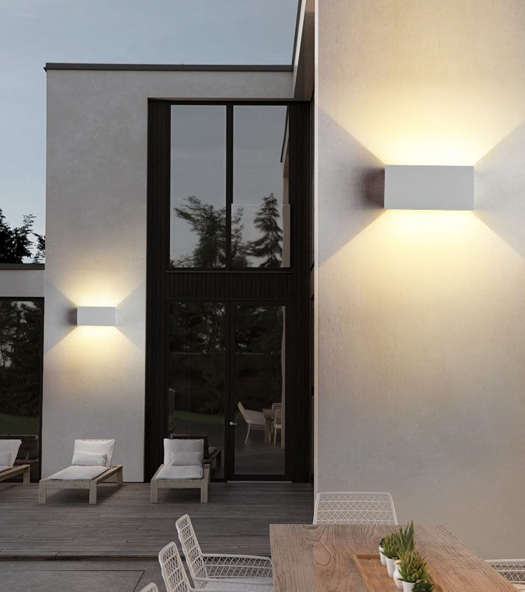 Moderne creatieve LED -wandlamp aluminium rechthoekige waterdichte wandlicht met glazen schaduw