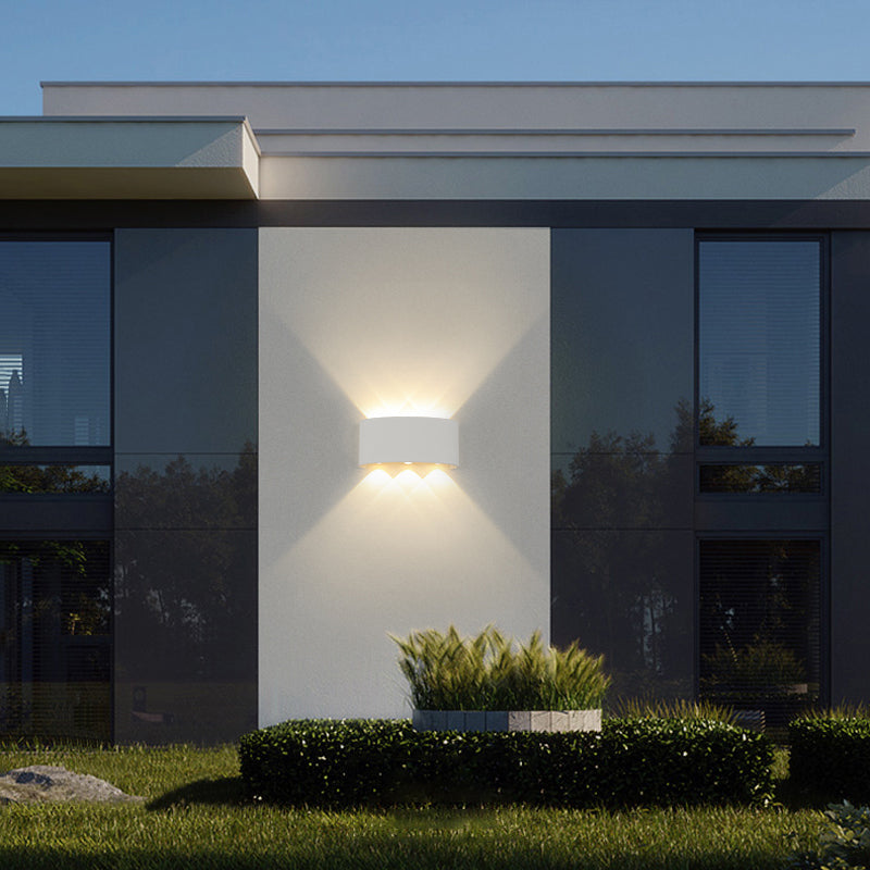 Moderne minimalistische wasserdichte LED -Wandleuchte Aluminium Rechteckige Scheinwerfer mit Glasschatten