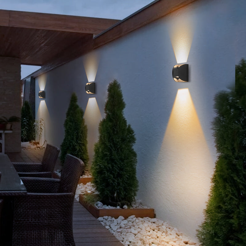 Black LED Wall Sconce in Modern Creative Style Aluminium Waterproof Spotlight with Glass Shade