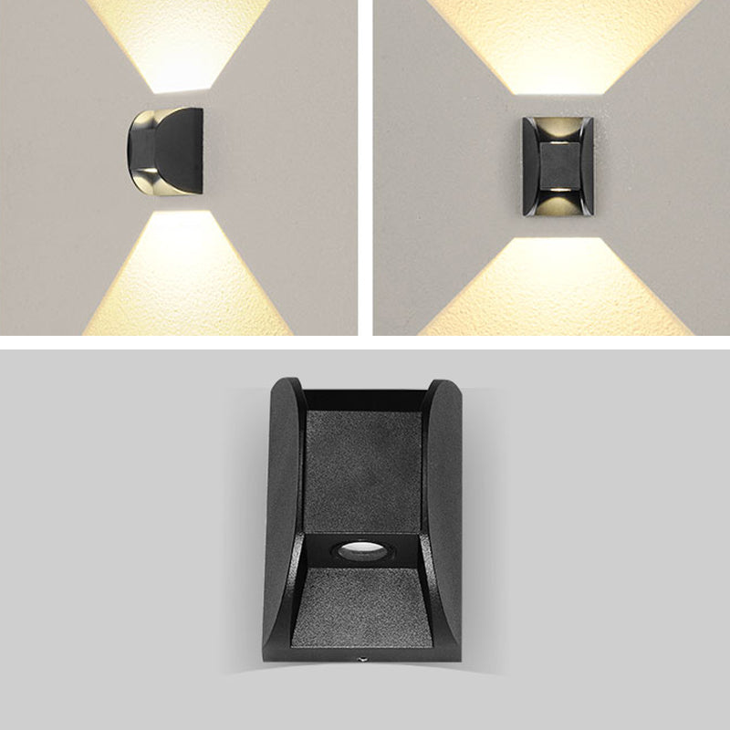 Black LED Wall Sconce in Modern Creative Style Aluminium Waterproof Spotlight with Glass Shade