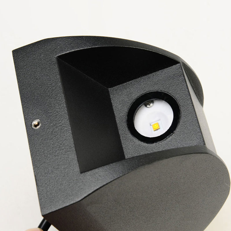 Black LED Wall Sconce in Modern Creative Style Aluminium Waterproof Spotlight with Glass Shade