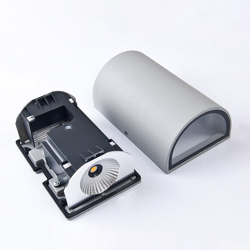 Modern Creative LED Wall Lamp Aluminium Cylindrical Waterproof Wall Light with Glass Shade