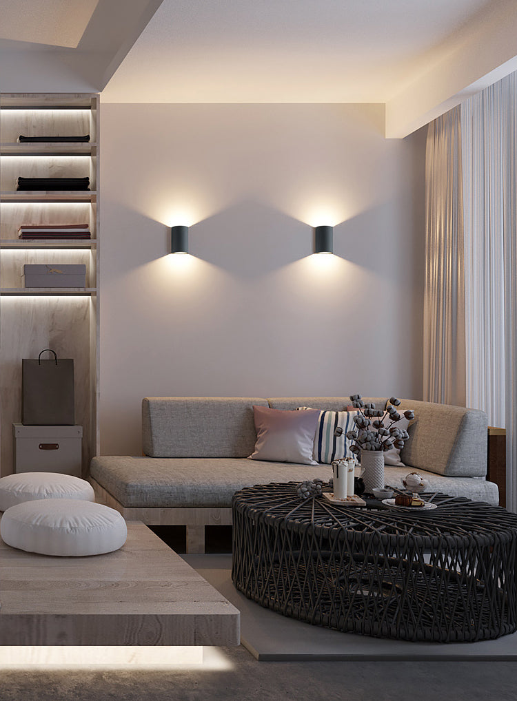 Modern Creative LED Wall Lamp Aluminium Cylindrical Waterproof Wall Light with Glass Shade