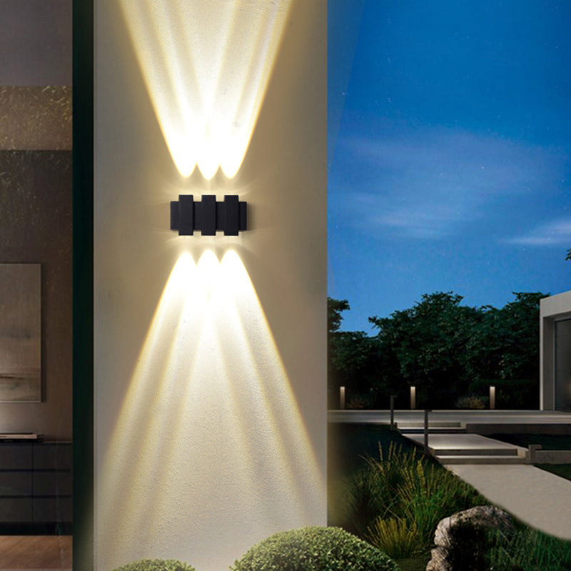 Lámpara de pared LED rectangular negra en moderna luz de pared impermeable de aluminio creativo