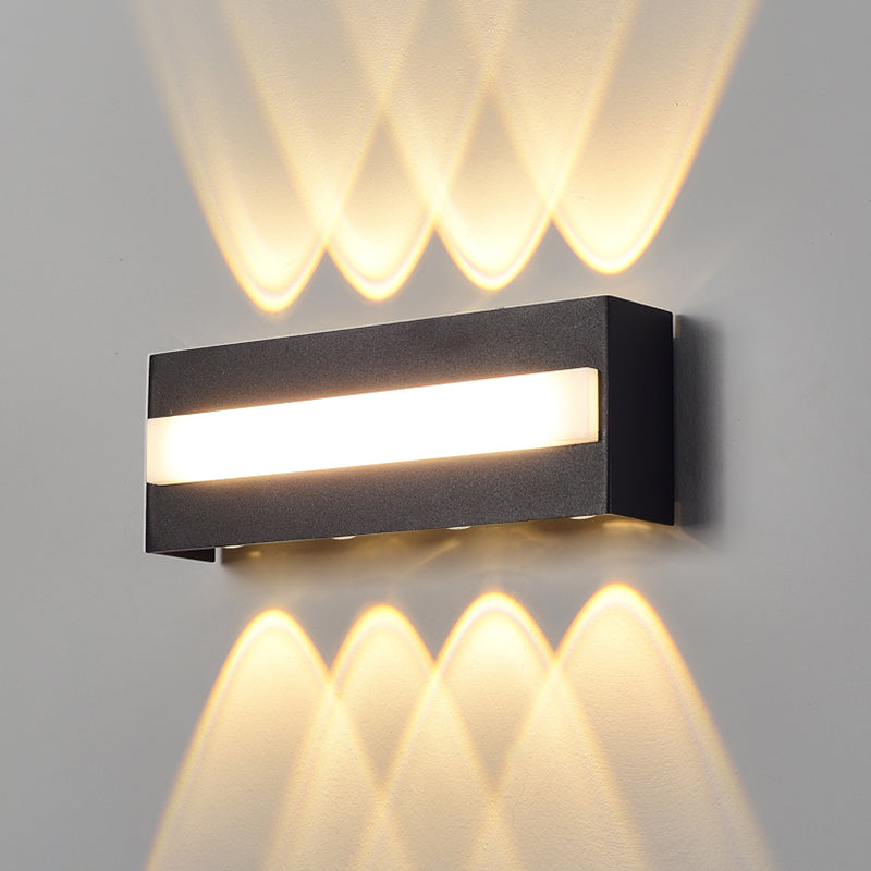 Lámpara de pared LED rectangular negra en moderna luz de pared impermeable de aluminio creativo