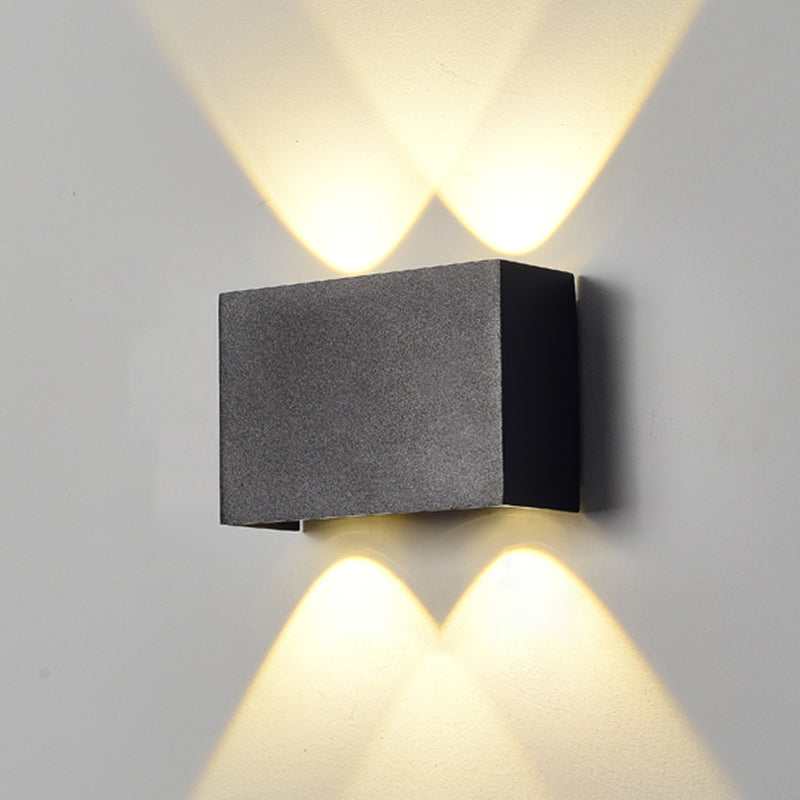 Lámpara de pared LED rectangular negra en moderna luz de pared impermeable de aluminio creativo