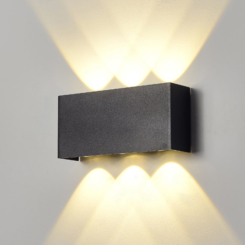 Lámpara de pared LED rectangular negra en moderna luz de pared impermeable de aluminio creativo