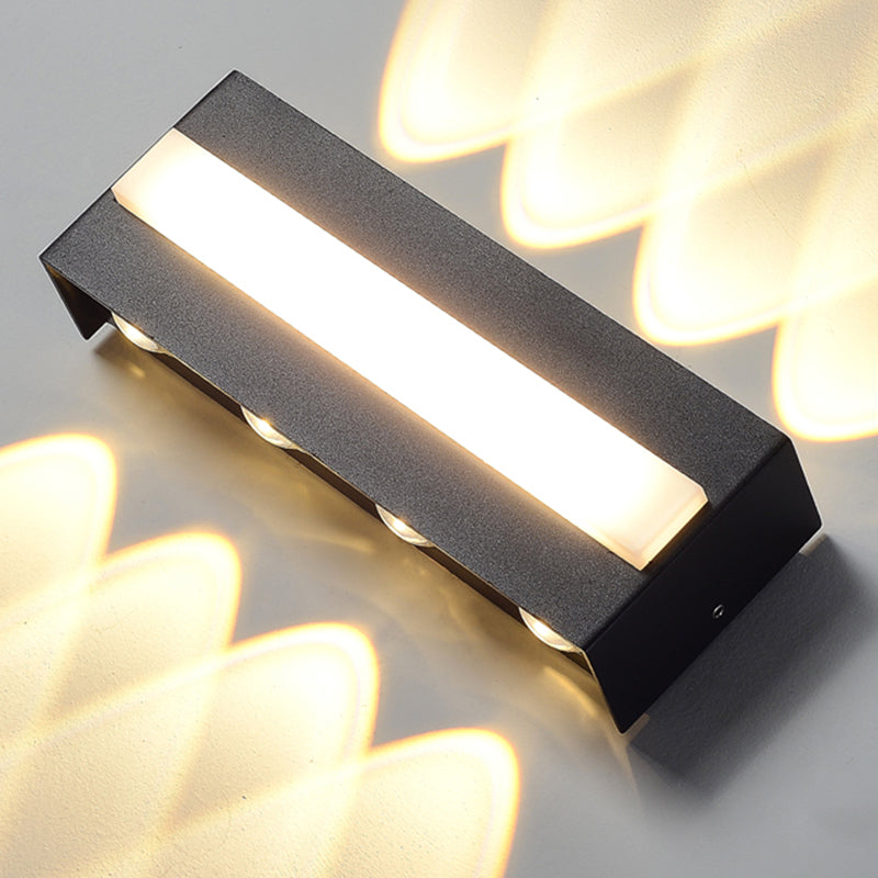 Lámpara de pared LED rectangular negra en moderna luz de pared impermeable de aluminio creativo