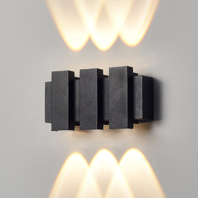 Lámpara de pared LED rectangular negra en moderna luz de pared impermeable de aluminio creativo