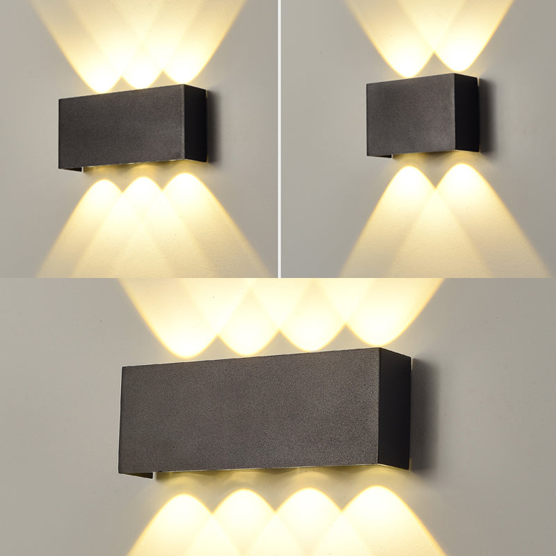 Lámpara de pared LED rectangular negra en moderna luz de pared impermeable de aluminio creativo