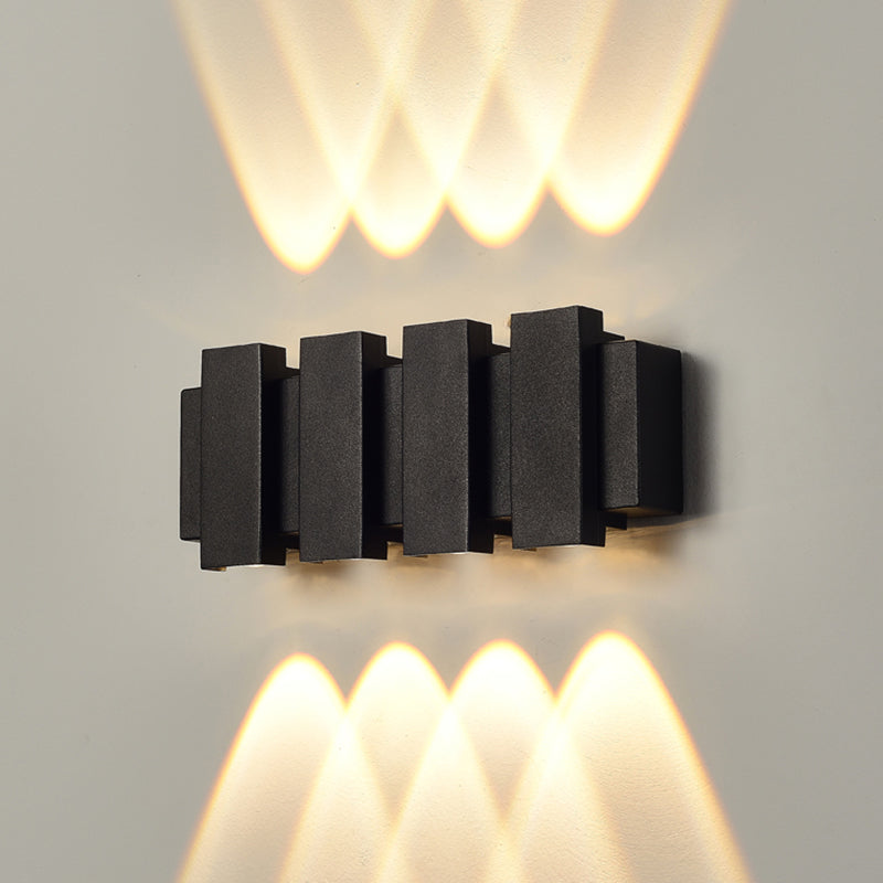 Lámpara de pared LED rectangular negra en moderna luz de pared impermeable de aluminio creativo