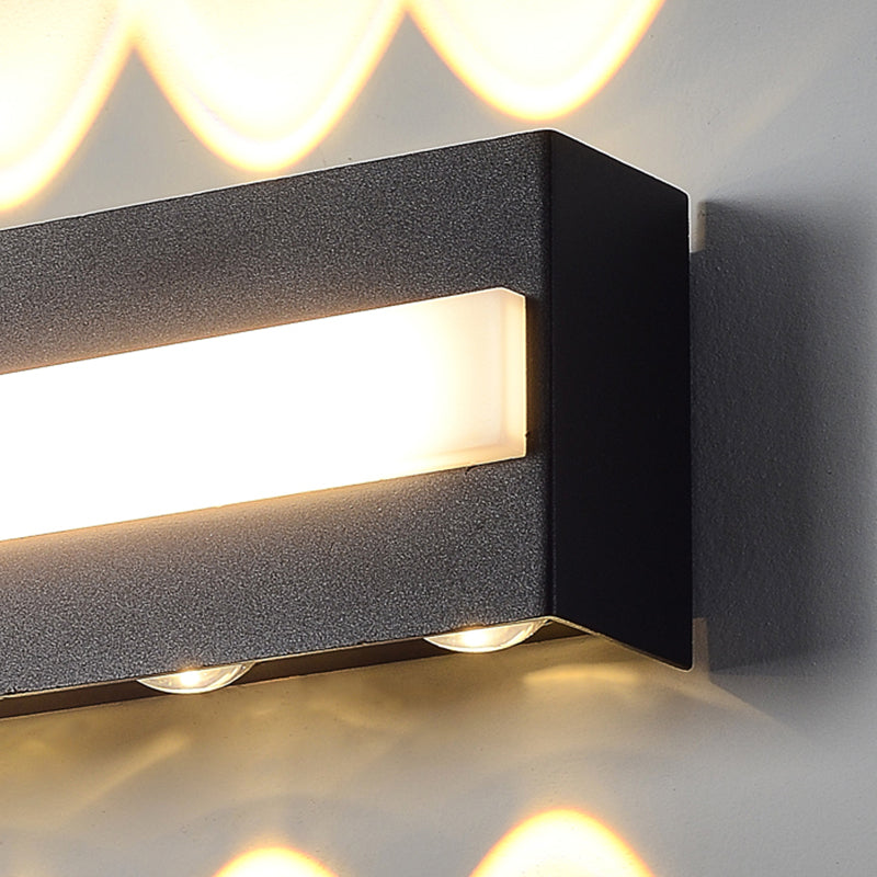 Lámpara de pared LED rectangular negra en moderna luz de pared impermeable de aluminio creativo