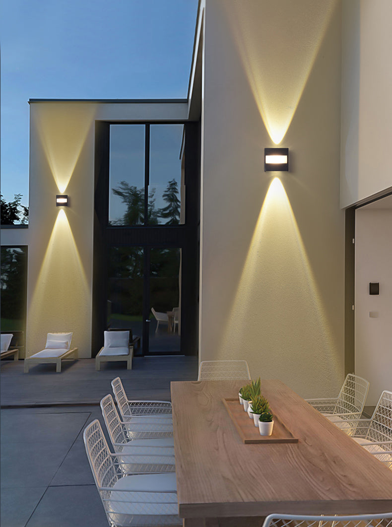 Lámpara de pared LED rectangular negra en moderna luz de pared impermeable de aluminio creativo