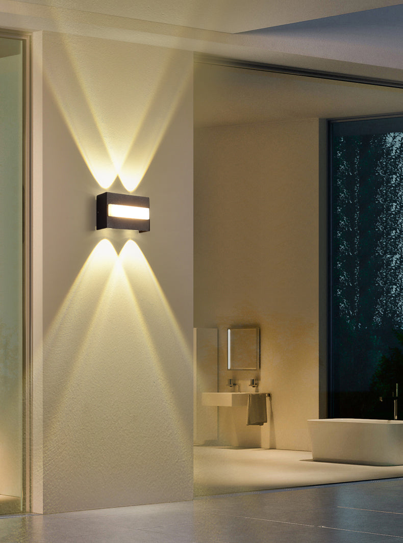 Lámpara de pared LED rectangular negra en moderna luz de pared impermeable de aluminio creativo