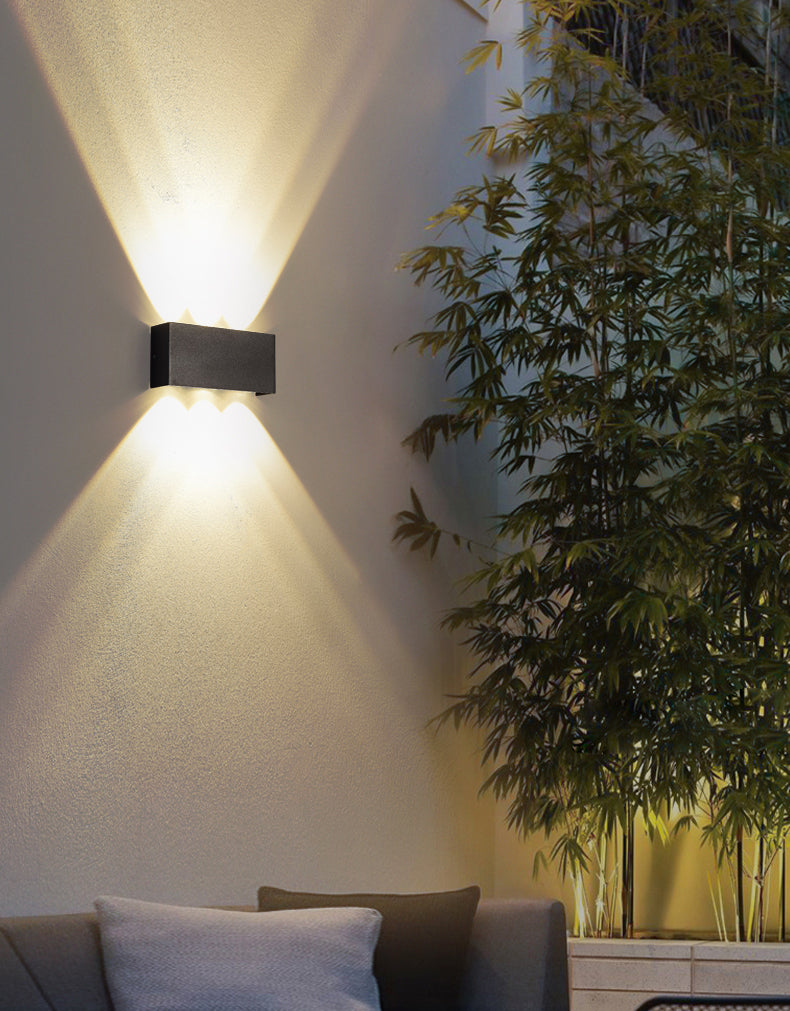 Lámpara de pared LED rectangular negra en moderna luz de pared impermeable de aluminio creativo