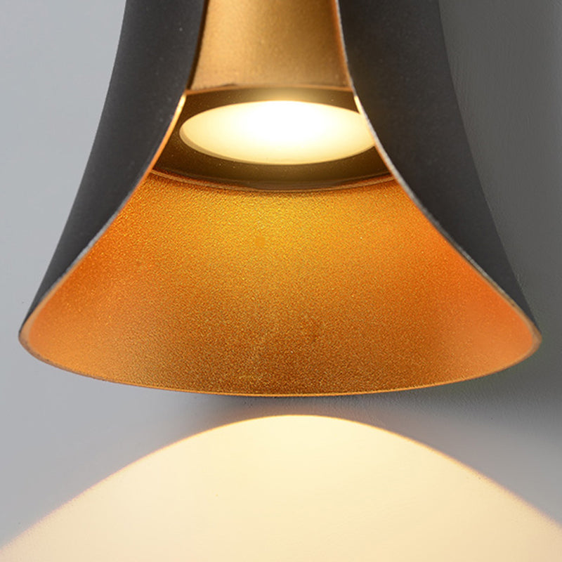 Lampada a parete a LED cilindrica nera nella moderna semplicità in alluminio SPETLE IN MAGLIAMENTO con tonalità di vetro