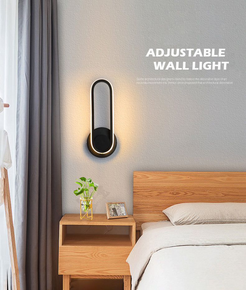 Lámpara de pared rotativa LED oblonga en moderna luz de pared de aluminio de estilo conciso con sombra acrílica