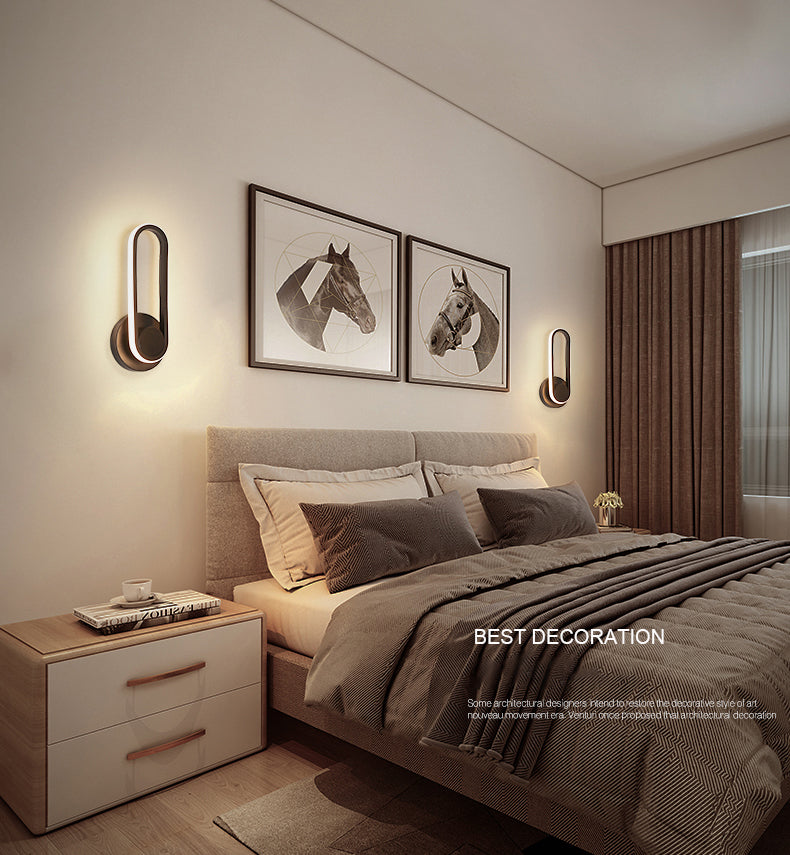 Lámpara de pared rotativa LED oblonga en moderna luz de pared de aluminio de estilo conciso con sombra acrílica