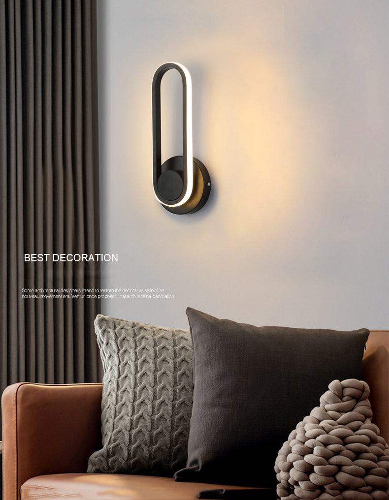 Lámpara de pared rotativa LED oblonga en moderna luz de pared de aluminio de estilo conciso con sombra acrílica