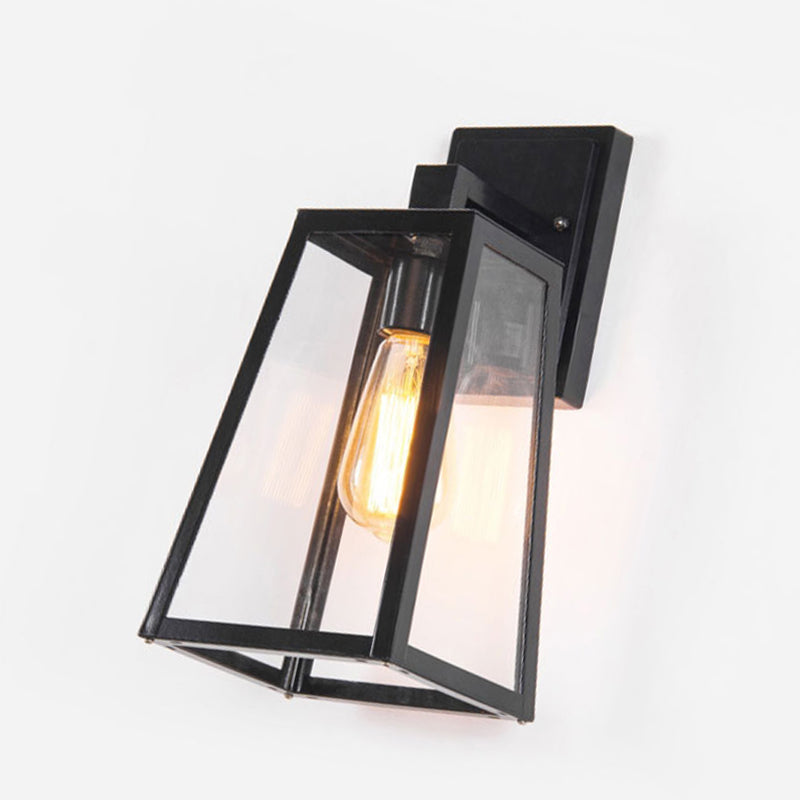 Industrielle Vintage Wandlampe Aluminium Geometrische wasserdichte Wandleuchten mit klarem Glasschatten