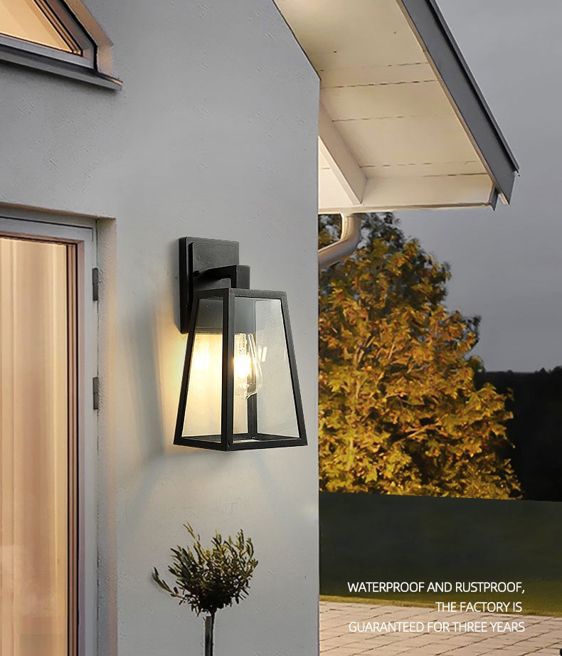 Industrielle Vintage Wandlampe Aluminium Geometrische wasserdichte Wandleuchten mit klarem Glasschatten