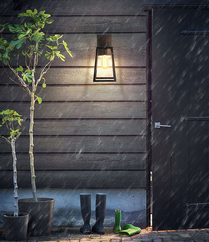 Industrielle Vintage Wandlampe Aluminium Geometrische wasserdichte Wandleuchten mit klarem Glasschatten