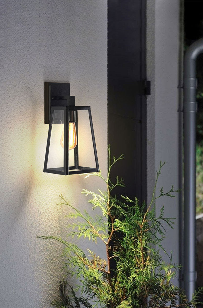 Industrielle Vintage Wandlampe Aluminium Geometrische wasserdichte Wandleuchten mit klarem Glasschatten
