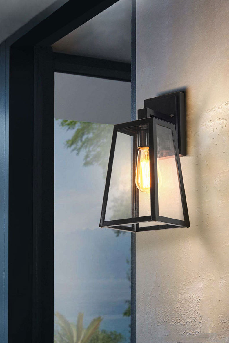 Industrielle Vintage Wandlampe Aluminium Geometrische wasserdichte Wandleuchten mit klarem Glasschatten
