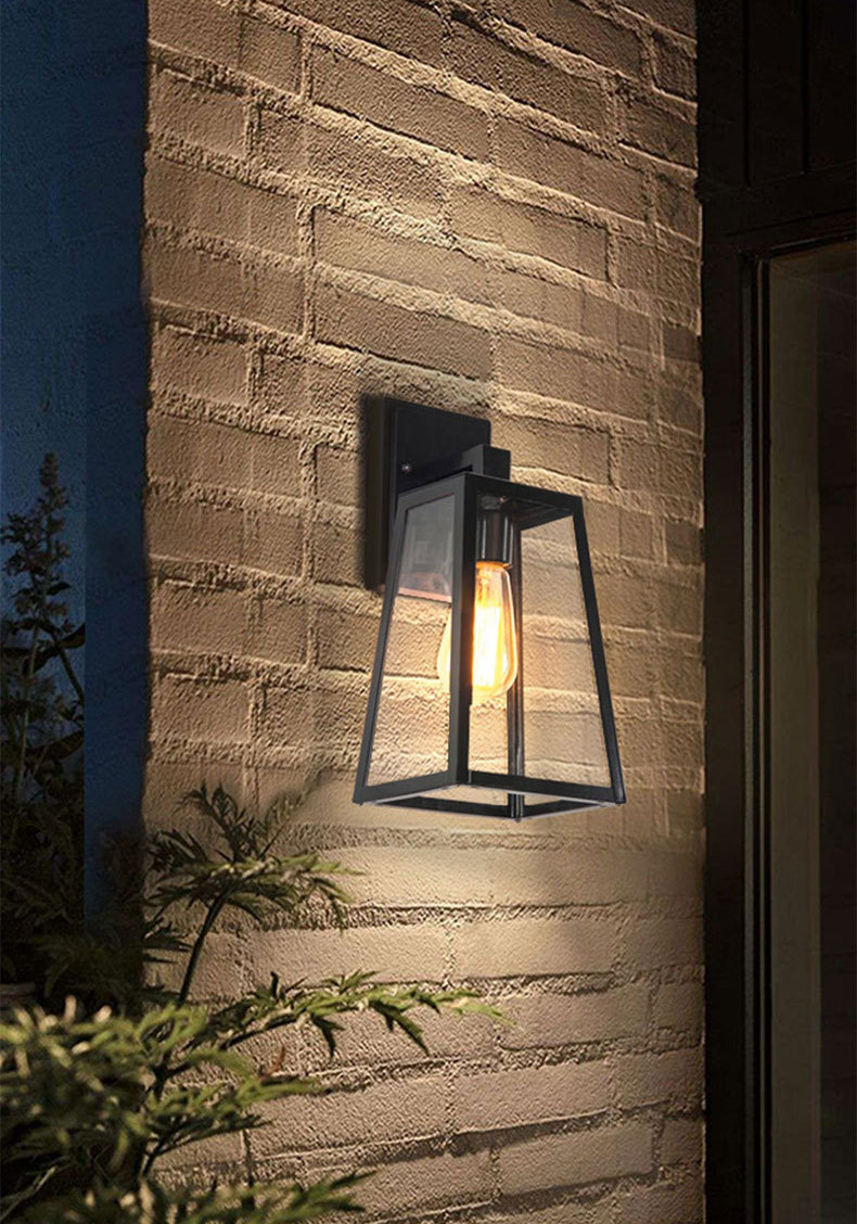 Industrielle Vintage Wandlampe Aluminium Geometrische wasserdichte Wandleuchten mit klarem Glasschatten